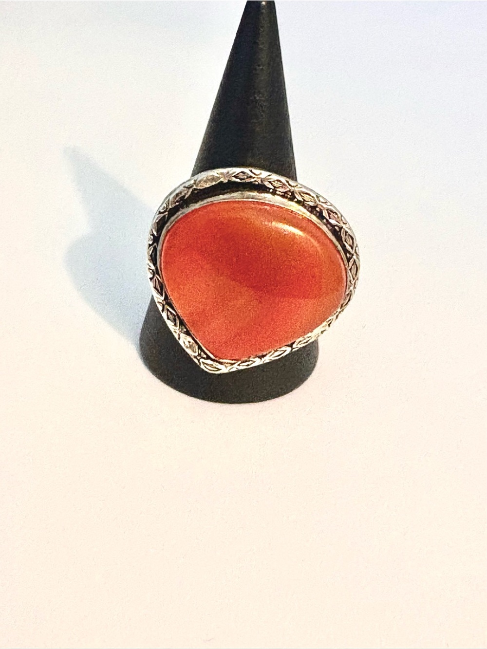 Beautiful, 1 inch, 925 marked adjustable Carnelian ring.